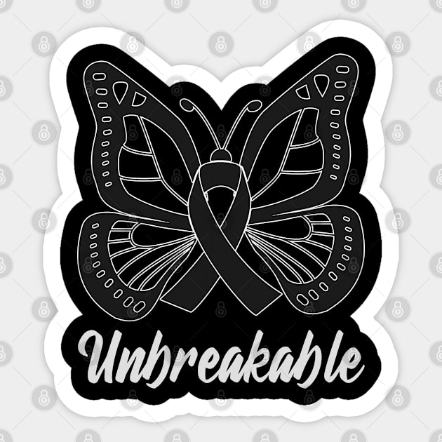 Black Butterfly Awareness Ribbon Unbreakable Sticker by FanaticTee